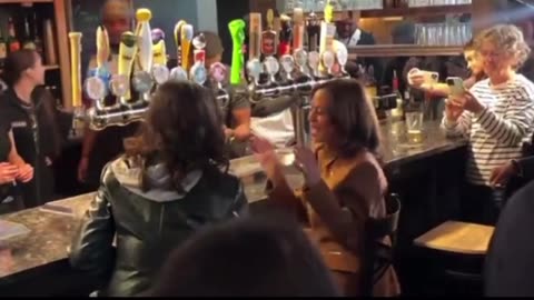 Kamala Harris and Gretchen Whitmer at a Bar