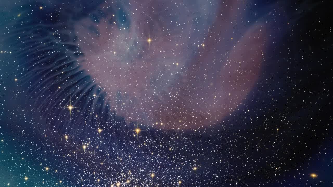 Dark rough space of stars with abstract video superimposed
