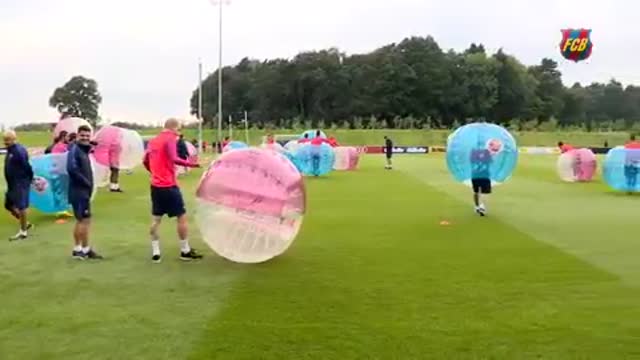 FC Barcelona funny training session at St. George's Park