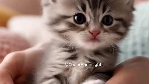 Cutest Tiny Kitten Cradled and Loved :-)