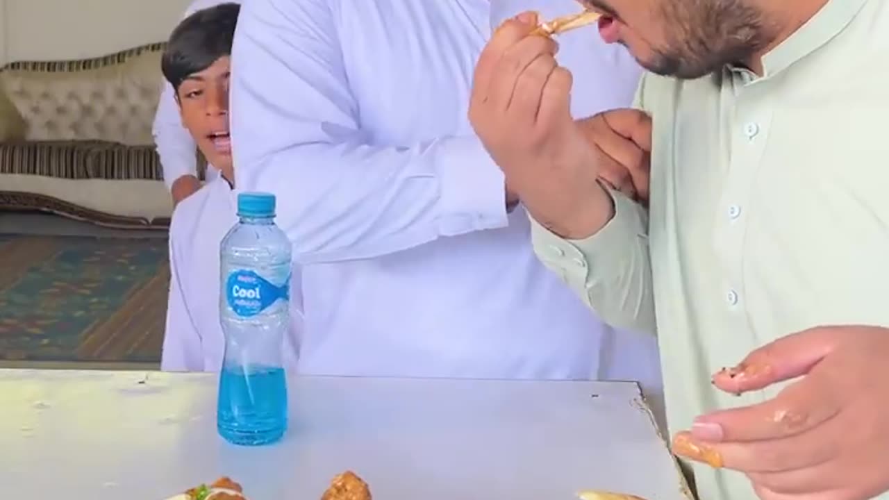 Indian butter chicken eating flip bottle challange