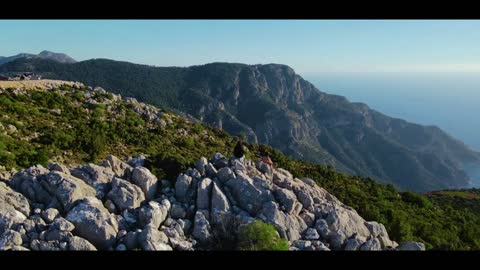 Drone captured breathtaking footage women's summit on difficult mountain