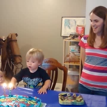 Little Boy Thinks He Can Blow Out Candles By Saying, "Blow!"