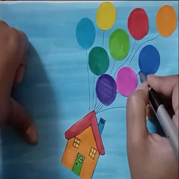 Cute Drawing Flying House | How to Draw a Cute Flying House | Flying House Craft | Flying House