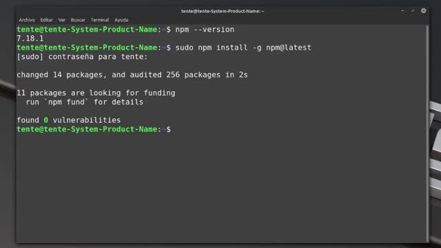 HOW UPDATE NODE JS ON LINUX MINT