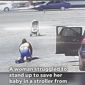 Good Samaritan rescues baby in stroller from rolling into busy street #Shorts