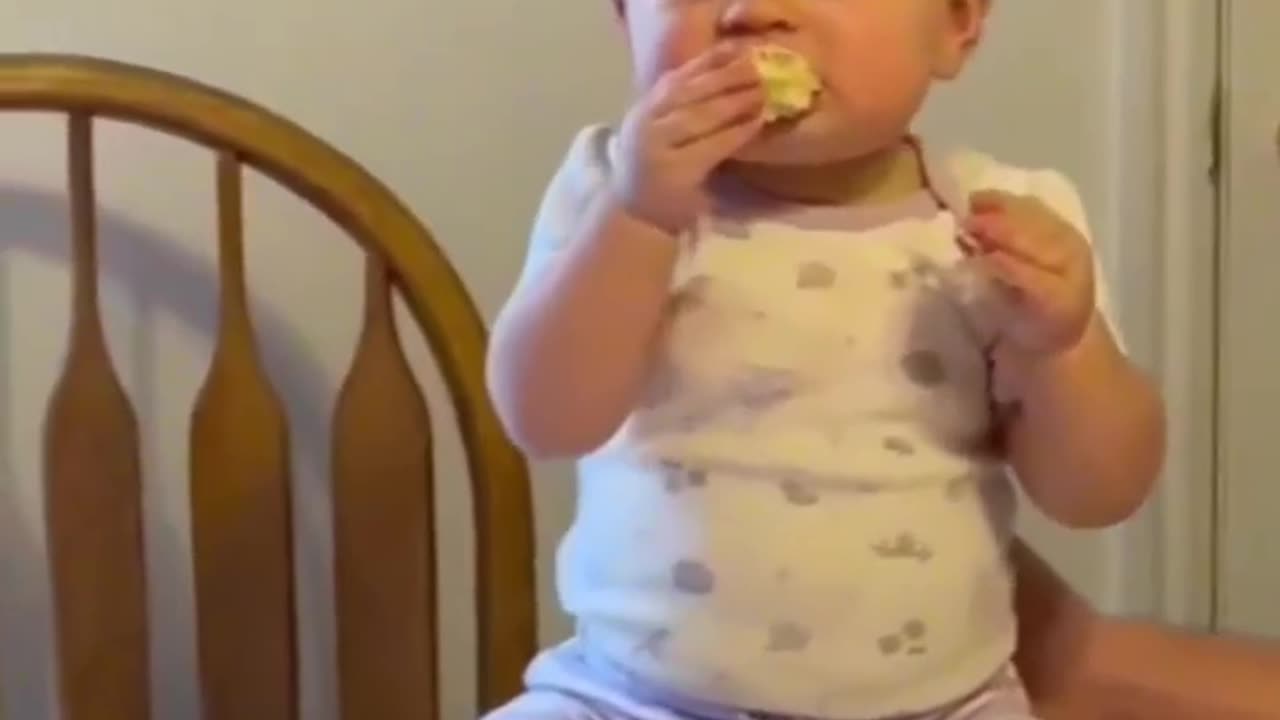 Funny baby eating rection