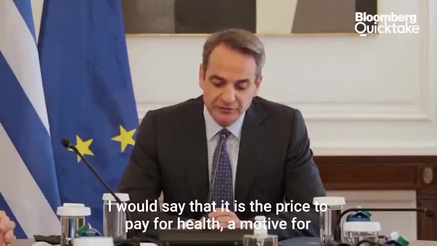 Greek Prime Minister Kyriakos Mitsotakis announcing mandatory covid jabs for all Greeks