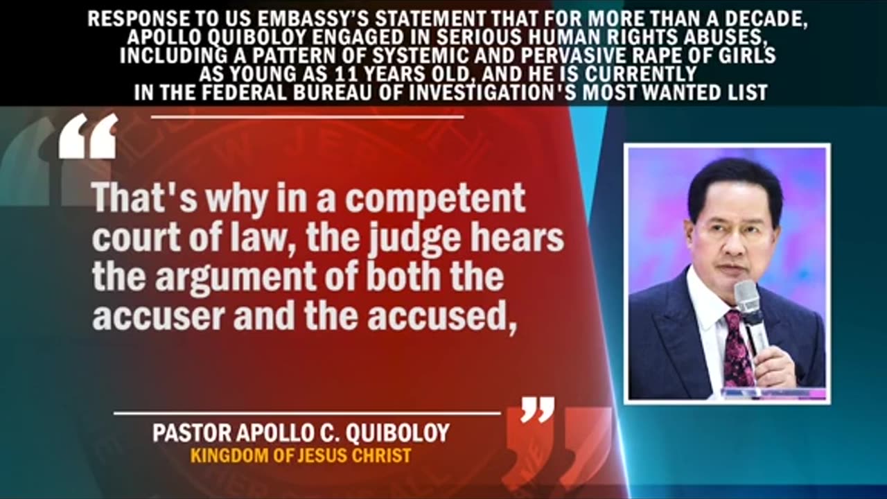 Pastor Quiboloy statement at the US Embassy