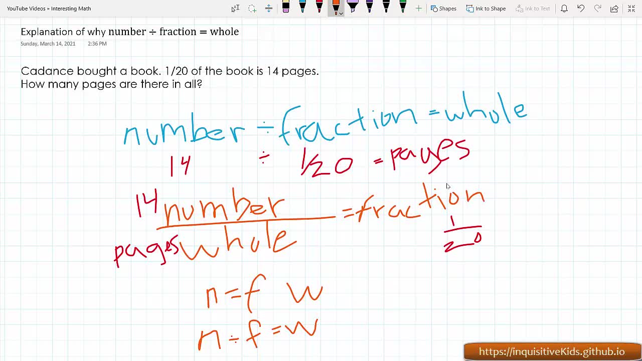 Explanation | Number Divided by Fraction equals the Whole