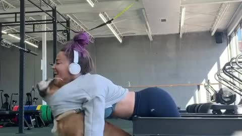 DOG ATTACKS GIRL IN GYM :D