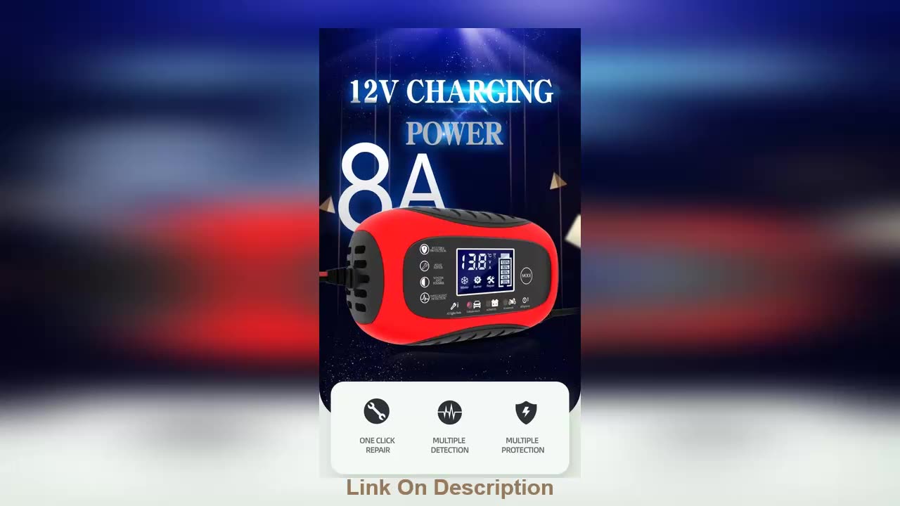 Car Battery Charger 12V 8A Intelligent Fast Charging