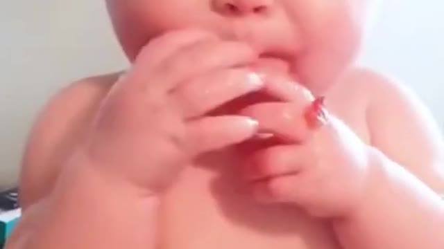 Babies eating fruits funny video