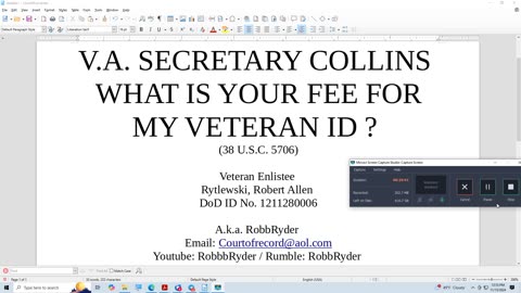 V. A. SECRETARY COLLINS, WHAT IS THE FEE FOR MY VETERAN I. D. ?