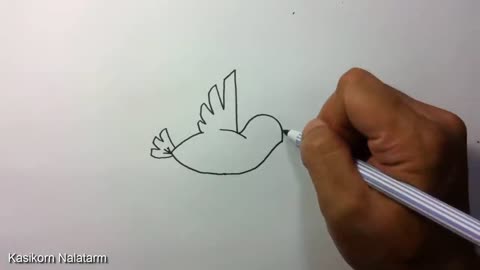 Super Easy Drawing Picture , How to turn Numbers 1-5 into the cartoon birds Learn step by step