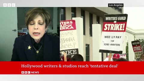 Hollywood writers in deal to end US studio strike - BBC News