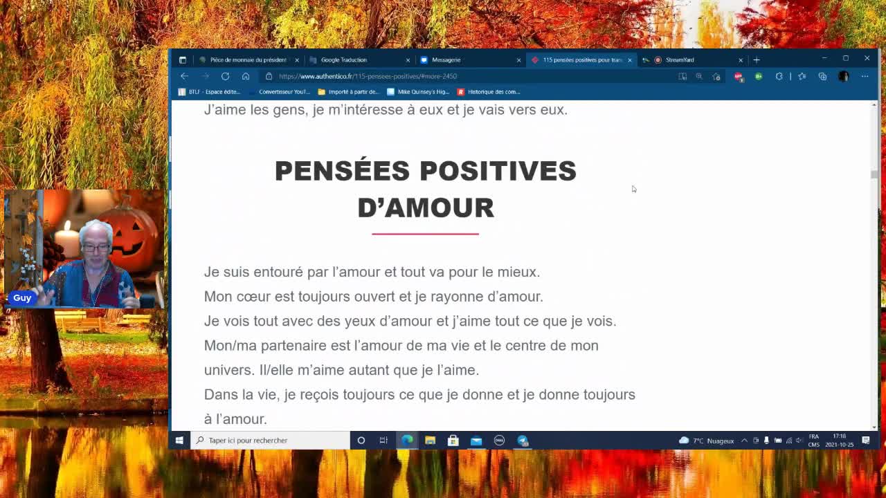 115 Pensées Positives - 25 Octobre 2021