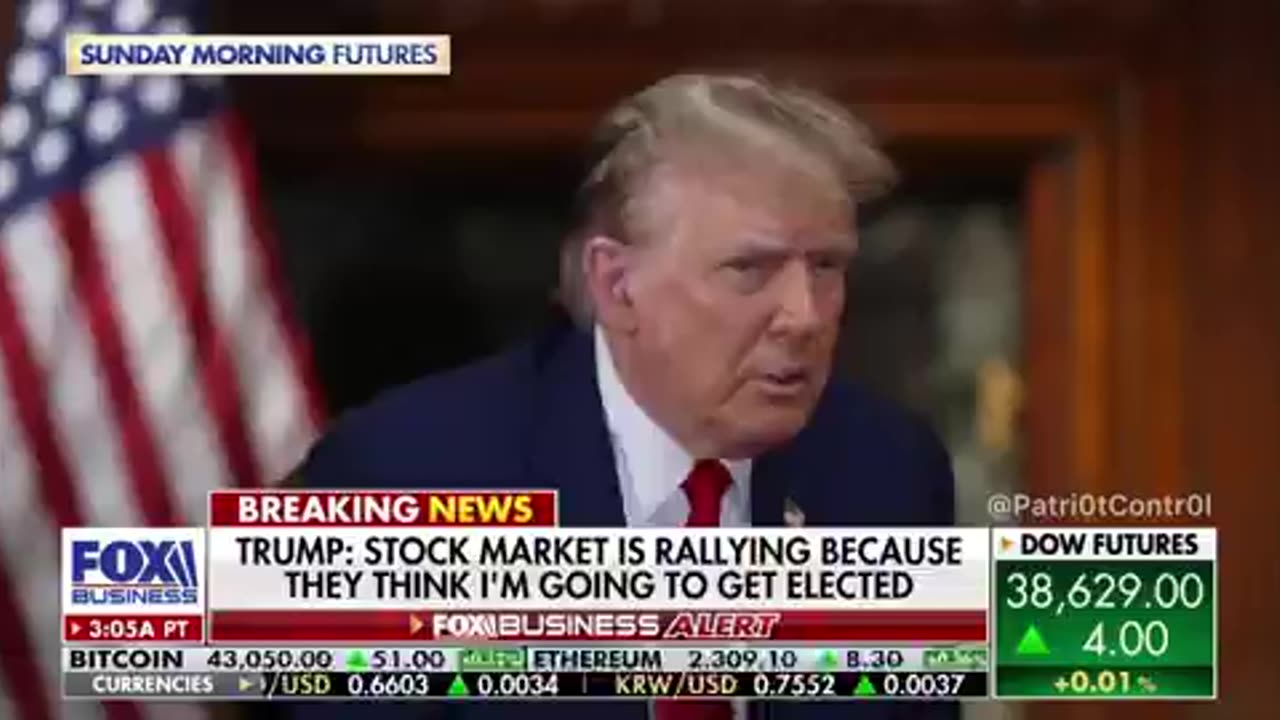 Trump when asked why the stock market is rallying “Because they think I’m gonna be elected.”