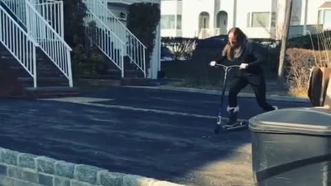Collab copyright protection - girl black scooter wall jump fail