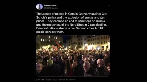 9/26/2022 Thousands demanding for reopening of the Nord Stream 2 gas pipeline.