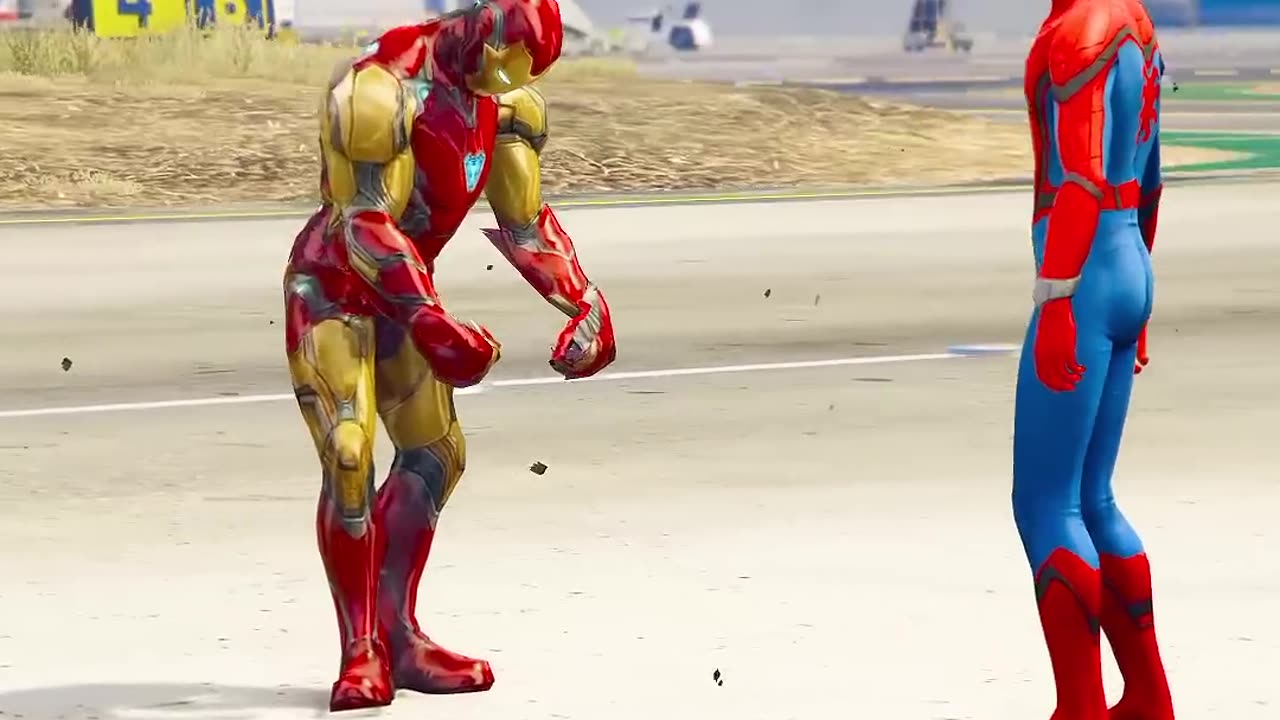 Gta 5 : Iron man vs Spiderman Super Punch challenge