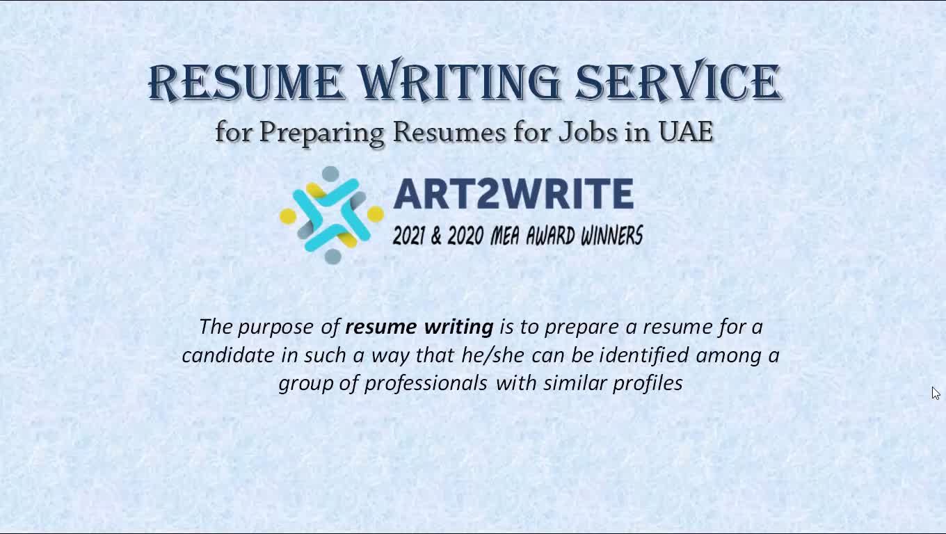 Resume Writing Service for Preparing a Resume for Jobs in UAE