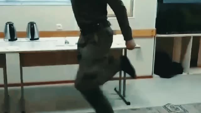 Funny dancing by Russian military man