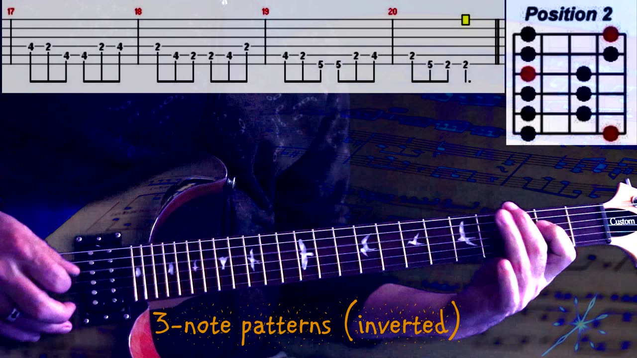 A Major Pentatonic Position 2 (3-note patters inverted)