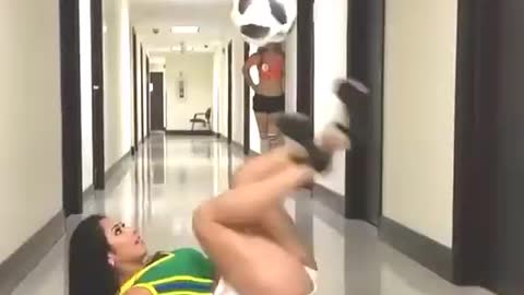 women's football, beautiful technique, sexy ball, interesting control