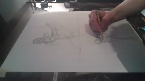 Pencil art for page 81 with gamer mus