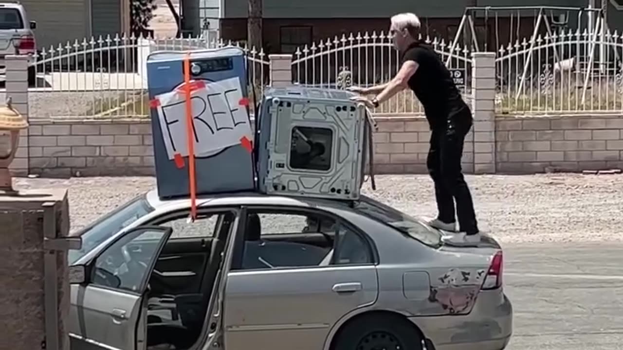 Putting washer and dryer on top of small car