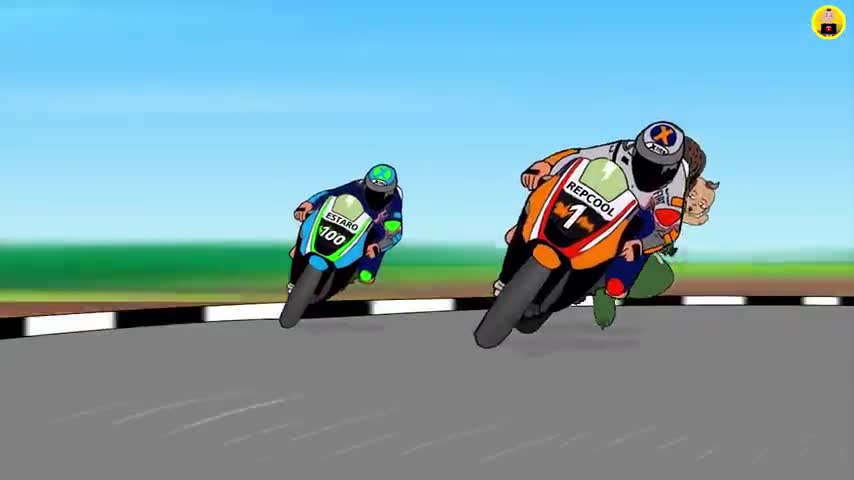 Funny cartoon Crazy Racer vs Butoujo