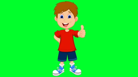 Green screen cartoon boy