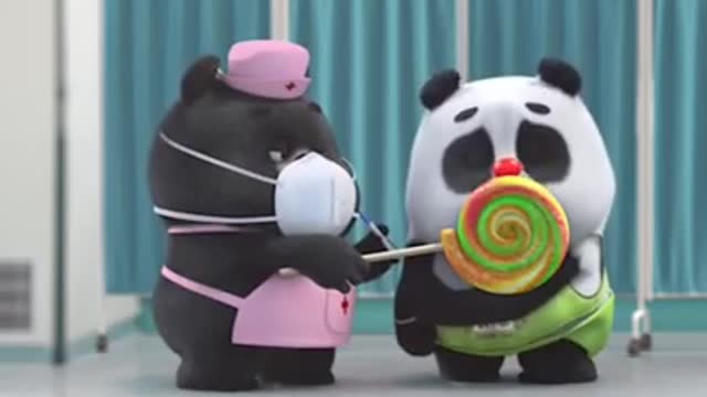 Panda receives of covid vaccine, funny scene