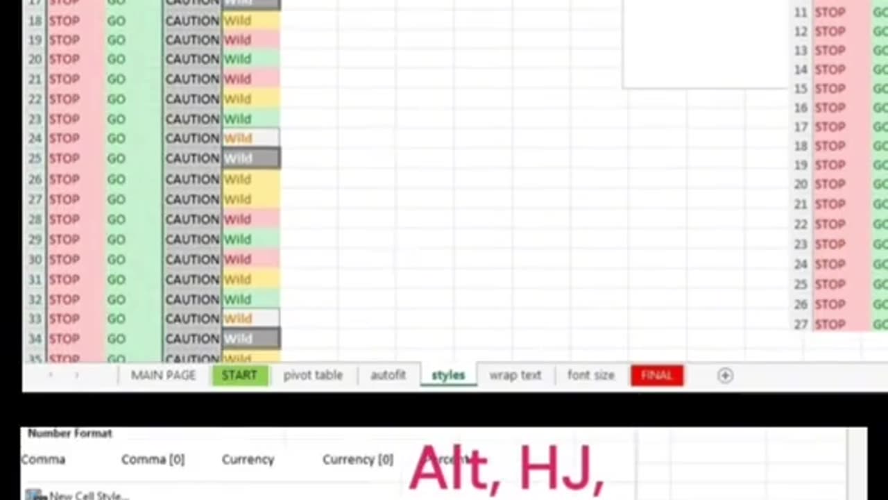 Alt triggered short keys in Microsoft Excel