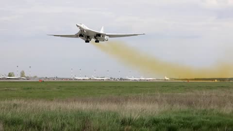 Two Tupolev Tu-160 Blackjack strategic bombers of the Russian Aerospace Forces