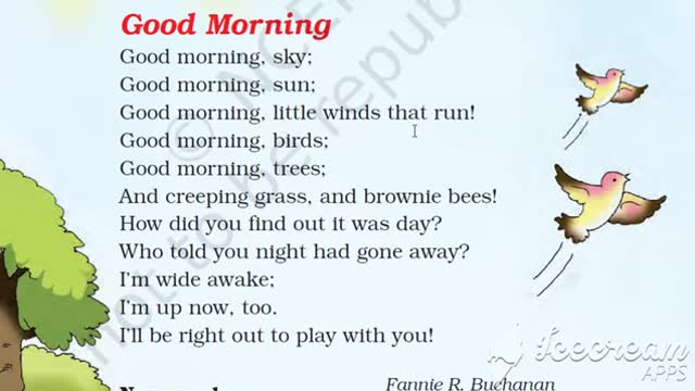 NCERT ENGLISH MARIGOLD CHAPTER 1 - GOOD MORNING (POEM RECITATION)