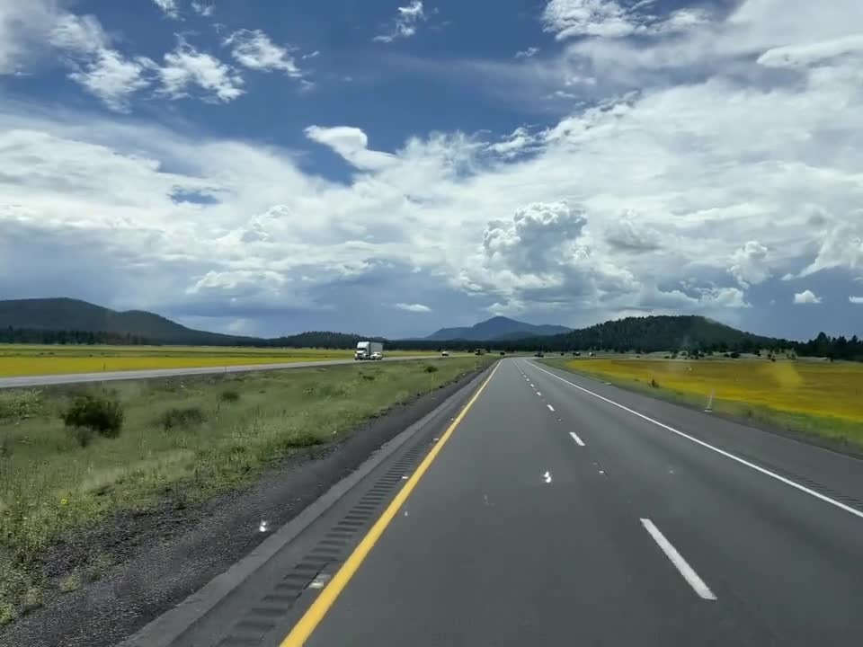 The view of driving on the top of Arizona mountain