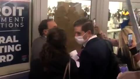 Poll watchers locked out and the windows blocked in Wayne County, MI.