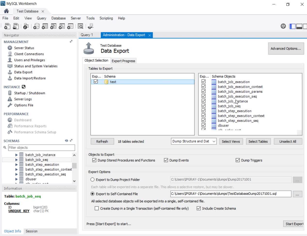 IPGraySpace: MYSQL - How to take data base backup using MYSQL workbench