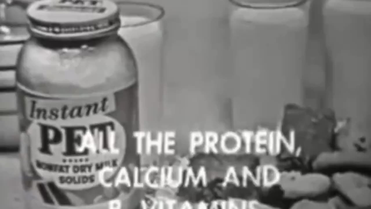 Powdered milk being marketed as a "miracle product" by Instant PET, 1955