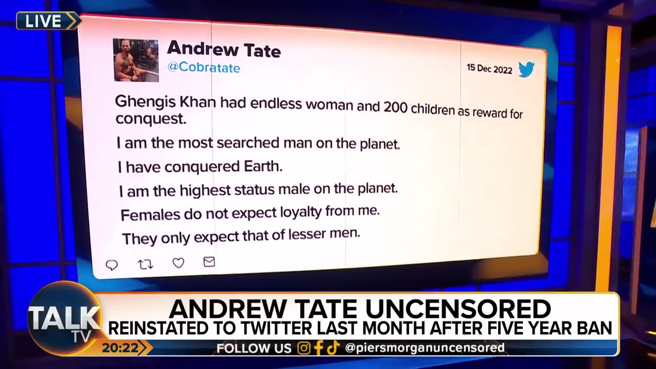 Andrew Tate Apologises For Past Comments On Islam and ISIS