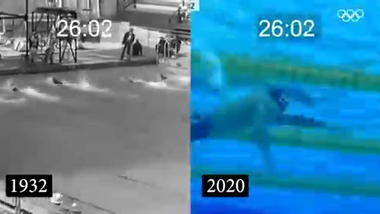 The difference between the men's 100m freestyle final 88 years apart