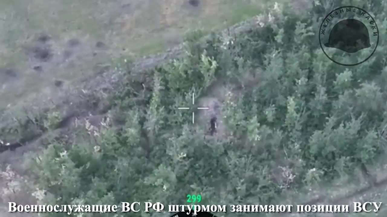 Russian Troops Clear a Ukrainian Trench Near Krasnogorovka