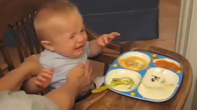 Dog Bark Wakes Baby Falling Asleep While Eating