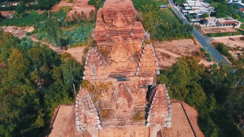 Creative video of an old temple building in thailand