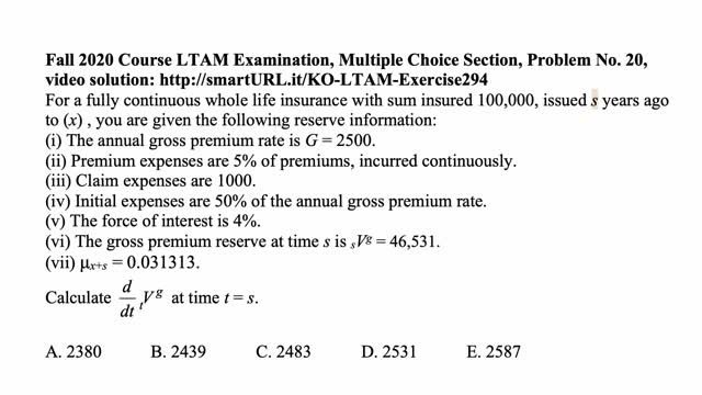 Exam LTAM exercise for January 28, 2021