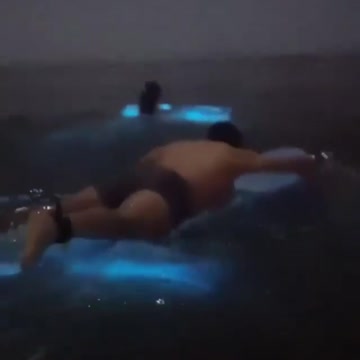 Illuminated beach in California