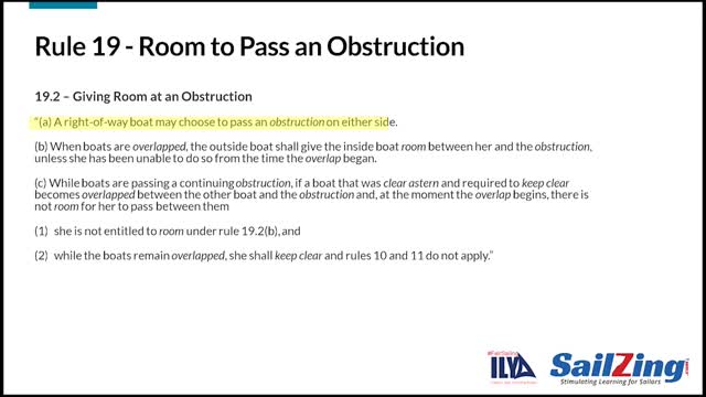 Rules 19 and 20 – Room at Obstructions: Racing Rules of Sailing 2021-2024