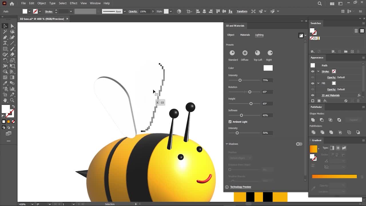 Animal illustration design: teach you how to make 3D little bees, three-dimensional effect